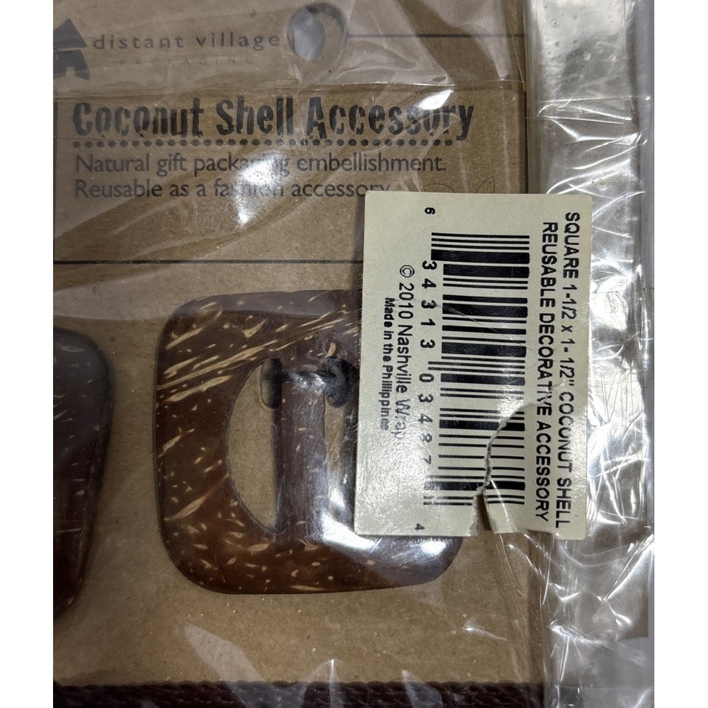 VTG Nashville Wraps 1.5" Sq Coconut Shell Sliders Bulk 6-Pack Gift Wrap Decor - Picture 5 of 7